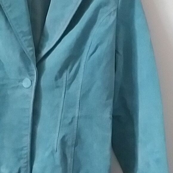 Suede Relativity Blazer Women's Jacket Sky Blue Fitted One Closure Y2K Fitted M - Picture 6 of 13